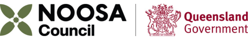 Noosa Council logo and Queensland Government logo